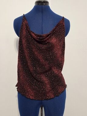 Vintage 90s Red Metallic Glitter Tank Top Size L